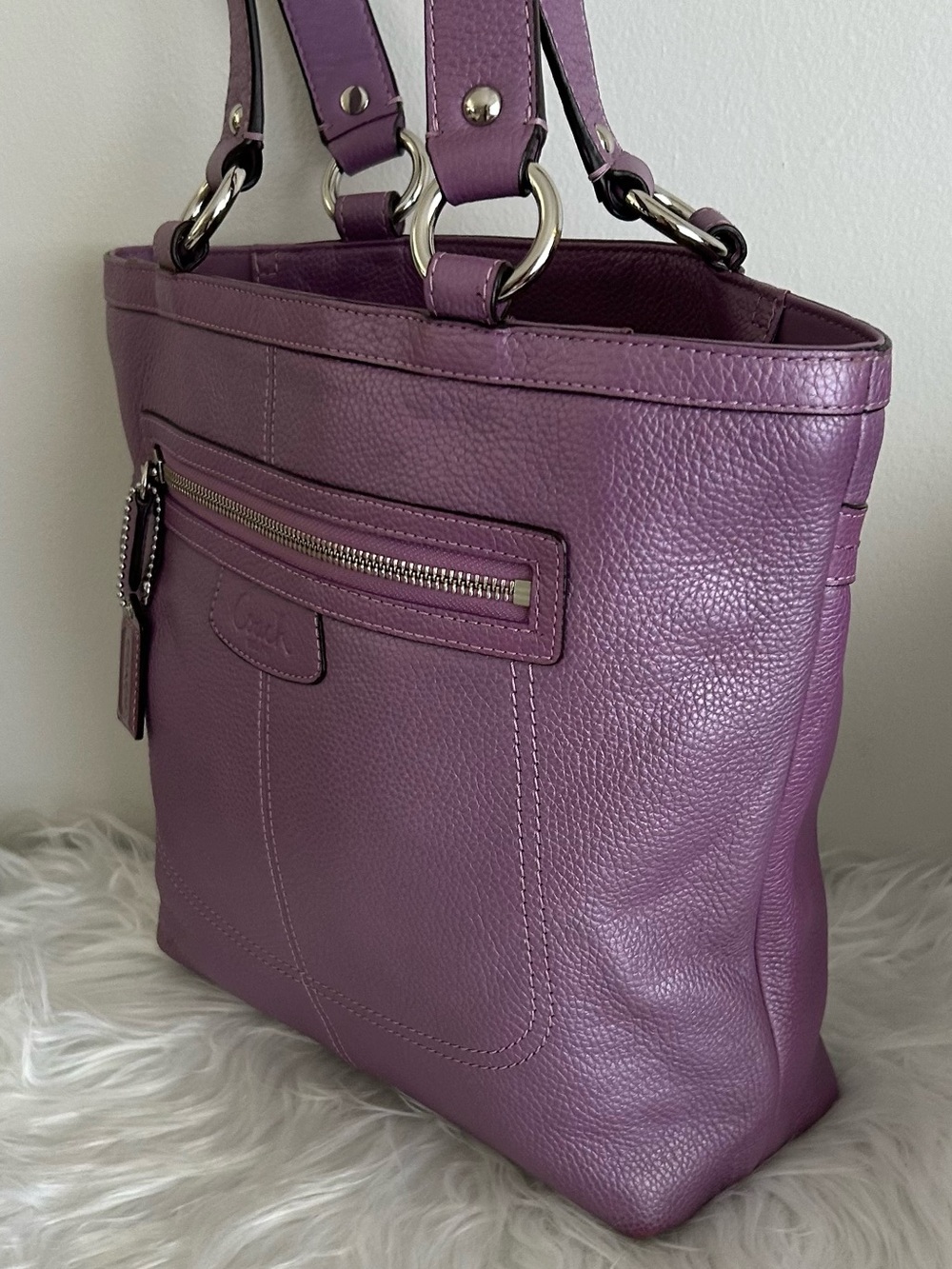 Coach Penelope Leather Tote Shoulder Bag Crossbody Lavender F14683 - Picture 8 of 15